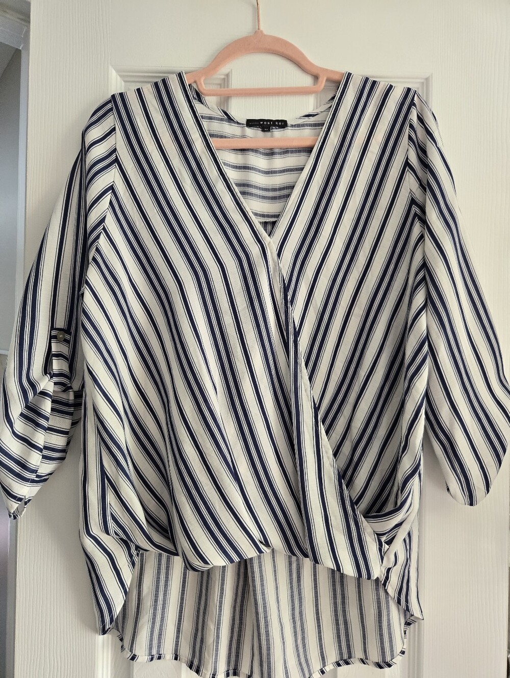 West Kei Navy and White Striped Wrap Tunic